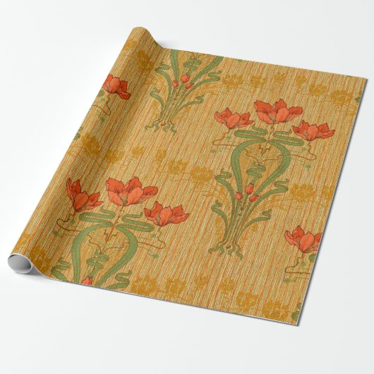Kunst nieuwe elegante bloemen Victoriaans Cadeaupapier (Uitgerold)