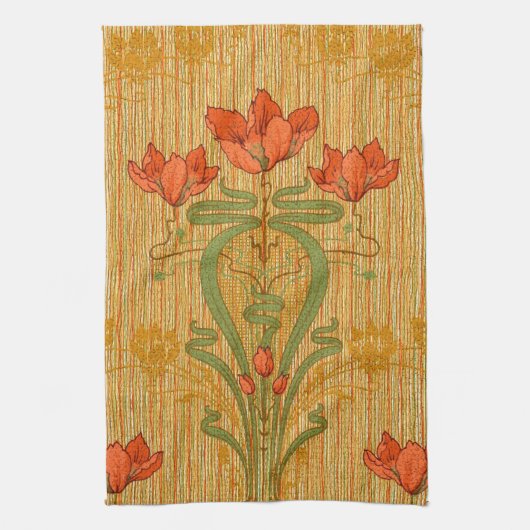 Kunst nieuwe elegante bloemen Victoriaans Theedoek (Verticaal)