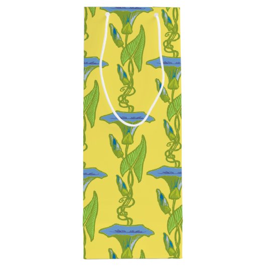 Kunst Nieuwe gele Ipomoea bloembehangenvodder Wijn Cadeautas (Achterkant)