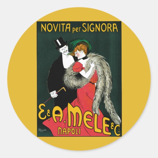  Kunst Nieuwe, Italiaanse Mode Liefde Romance Ronde Sticker (Voorkant)