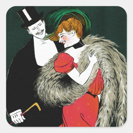  Kunst Nieuwe, Italiaanse Mode Liefde Romance Vierkante Sticker (Voorkant)