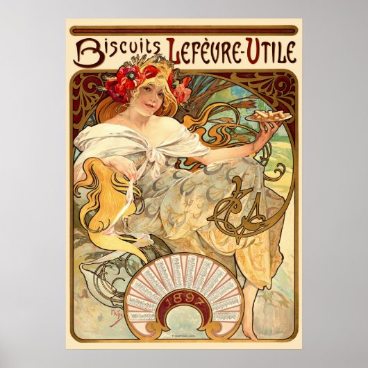  Kunst Nieuwe Koekjes Ad door Alphonse Mucha Poster (Voorkant)