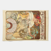  Kunst Nieuwe Koekjes Ad door Alphonse Mucha Theedoek (Horizontaal)