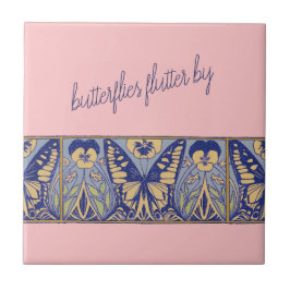  Kunst Nieuwe Kunst Butterflies en Pansies Tegeltje