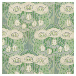 Kunst Nieuwe Lotus en het Patroon van Poppies Stof