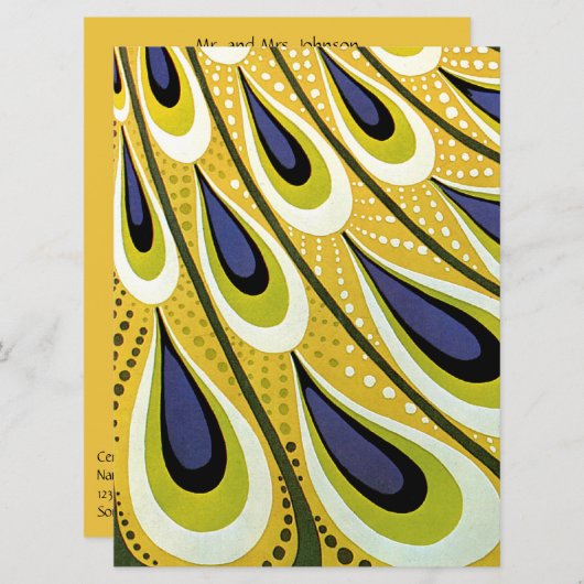 kunst Nieuwe Peacock Fether Wedding Kaart (Voorkant / Achterkant)