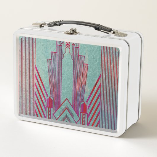 Kunst nieuwe, rode, blauwgroen, groene, , art deco (Voorkant)