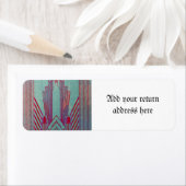 Kunst nieuwe, rode, blauwgroen, groene, , art deco etiket (Insitu)