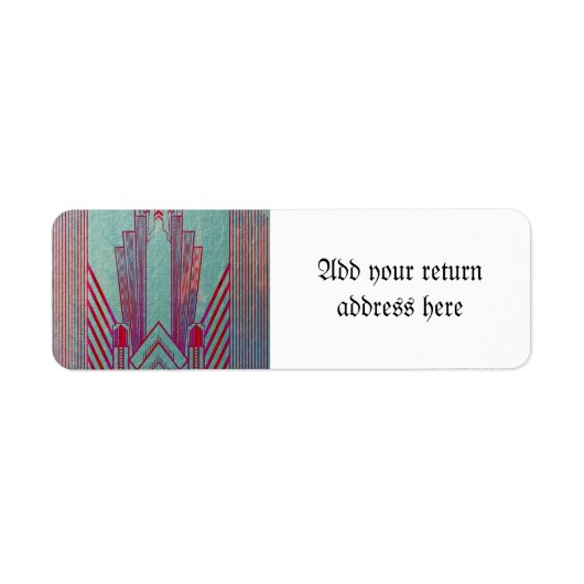 Kunst nieuwe, rode, blauwgroen, groene, , art deco etiket (Voorkant)