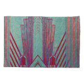 Kunst nieuwe, rode, blauwgroen, groene, , art deco kussensloop (Achterkant)