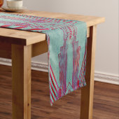 Kunst nieuwe, rode, blauwgroen, groene, , art deco lange tafelloper (Voorbeeld)