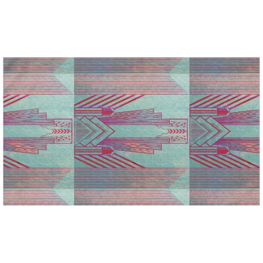 Kunst nieuwe, rode, blauwgroen, groene, , art deco tafelkleed (Voorkant (Horizontaal))