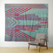 Kunst nieuwe, rode, blauwgroen, groene, , art deco wandkleed (In Situ (horizontaal))