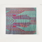 Kunst nieuwe, rode, blauwgroen, groene, , art deco wandkleed (Voorkant (horizontaal))