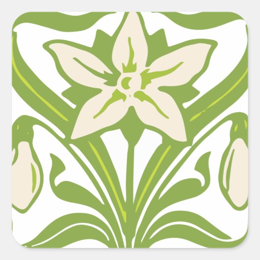  Kunst Nieuwe Snowdruppelbedekking Vierkante Sticker (Voorkant)