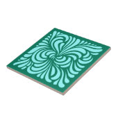 Kunst Nieuwe Stijgende Bladeren, Turquoise en Aqua Tegeltje (Zijkant)