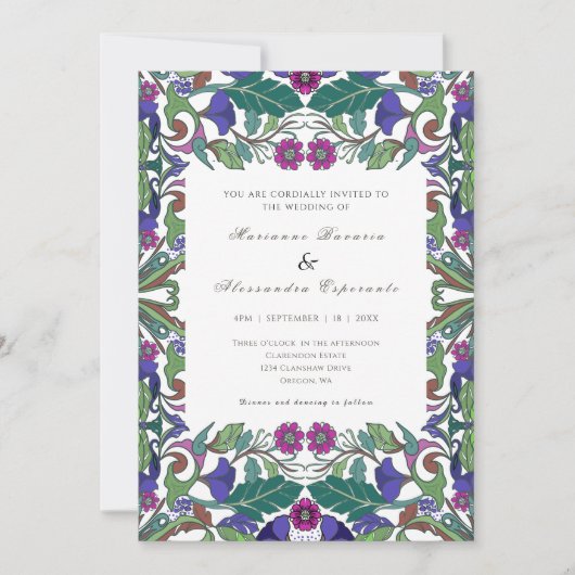 Kunst Nieuwe  stijl bloemen bruiloft Kaart (Voorkant)