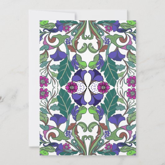 Kunst Nieuwe stijl bloemen bruiloft Kaart (Achterkant)