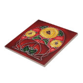 Kunst Nieuwe Stijl Geel en Rode Keramiek Tegeltje (Zijkant)