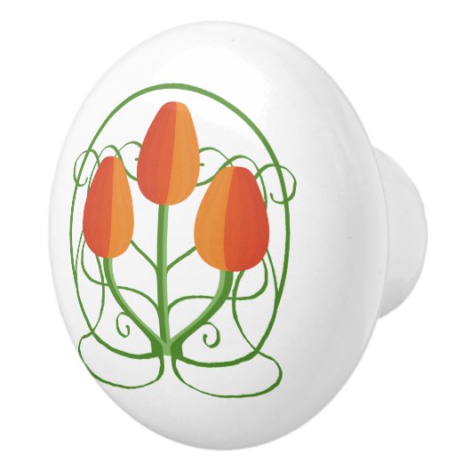 Kunst Nieuwe Stijl Keramische Knoopjes met Oranje  Keramische Knop (Rechts)