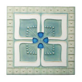 Kunst nieuwe stijl keramische tegel. Grijs/blauw Tegeltje (Voorkant)