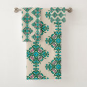 Kunst Nieuwe Tegel Patroon Groen Blauw Bad Handdoek (Insitu)