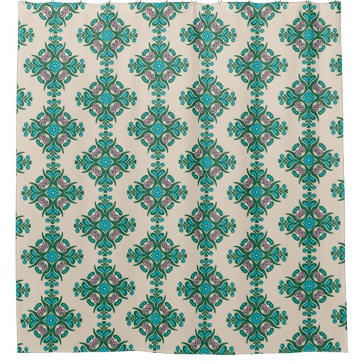 Kunst Nieuwe Tegel Patroon Groen Blauw Douchegordijn (Voorkant)