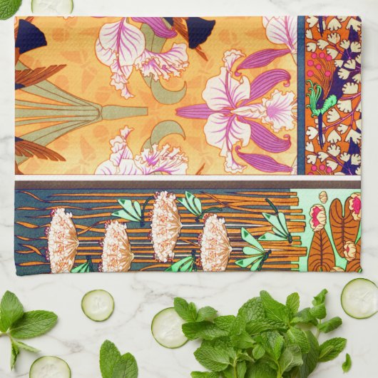 Kunst nieuwe vochtige vogel en orchidebloem theedoek (Gevouwen)