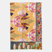 Kunst nieuwe vochtige vogel en orchidebloem theedoek (Verticaal)