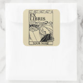 Kunst Nieuwe Vogels en Meisjeslezers Ex Libris Vierkante Sticker (Tas)
