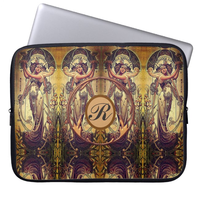 Kunst nieuwe vrouw elegante advertentie laptop sleeve (Voorkant)