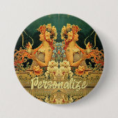 Kunst nieuwe warme chocolade bloemreclame ronde button 7,6 cm (Voorkant)