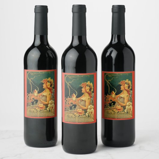 Kunst nieuwe warme chocolade bloemreclame wijn etiket (Flessen)