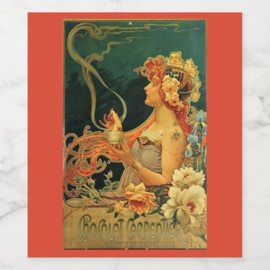 Kunst nieuwe warme chocolade bloemreclame wijn etiket (Enkel label)