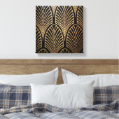 Kunst nouveau, art deco, ventilatorpatroon, brons, canvas afdruk (Insitu (Slaapkamer))