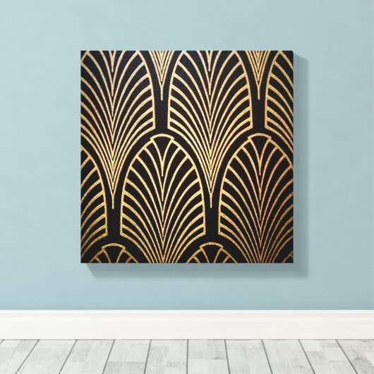 Kunst nouveau, art deco, ventilatorpatroon, brons, canvas afdruk (Insitu (Houten vloer))