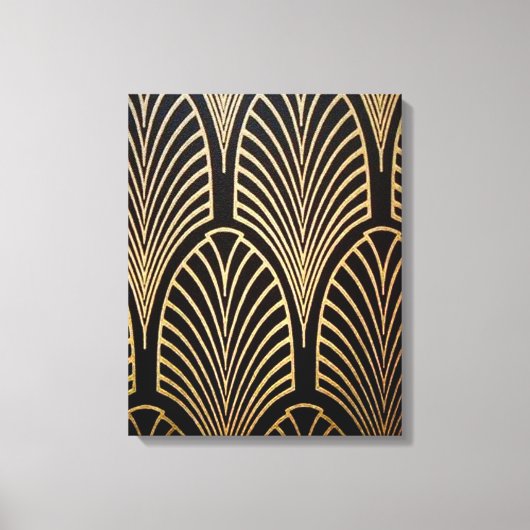 Kunst nouveau, art deco, ventilatorpatroon, brons, canvas afdruk (Voorkant)