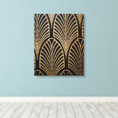 Kunst nouveau, art deco, ventilatorpatroon, brons, canvas afdruk (Insitu (Houten vloer))