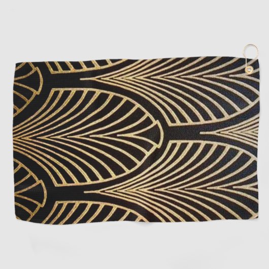 Kunst nouveau, art deco, ventilatorpatroon, brons, golfhanddoek (Horizontaal)