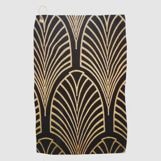 Kunst nouveau, art deco, ventilatorpatroon, brons, golfhanddoek (Voorkant)
