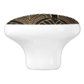 Kunst nouveau, art deco, ventilatorpatroon, brons, keramische knop (Zijkant)