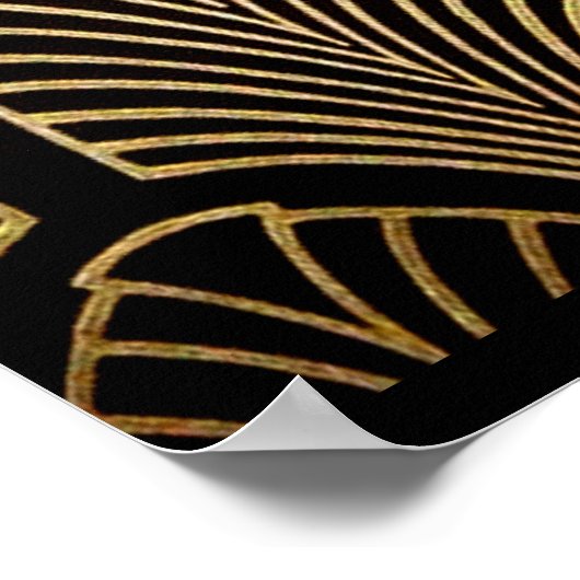 Kunst nouveau, art deco, ventilatorpatroon, brons, poster (Hoek)