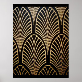Kunst nouveau, art deco, ventilatorpatroon, brons, poster