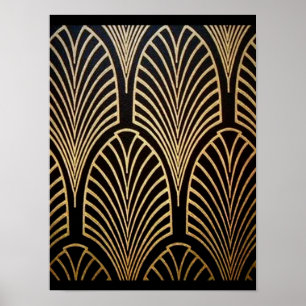 Kunst nouveau, art deco, ventilatorpatroon, brons, poster