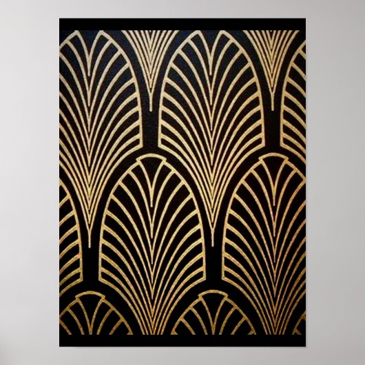 Kunst nouveau, art deco, ventilatorpatroon, brons, poster (Voorkant)