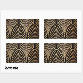 Kunst nouveau, art deco, ventilatorpatroon, brons, rechthoekige sticker (Vel)