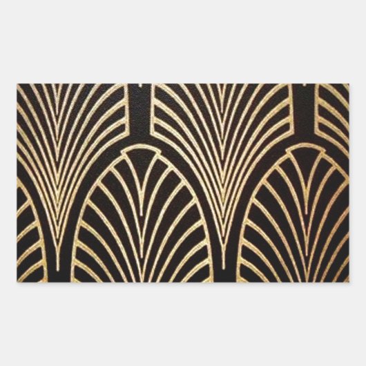 Kunst nouveau, art deco, ventilatorpatroon, brons, rechthoekige sticker (Voorkant)