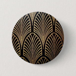 Kunst nouveau, art deco, ventilatorpatroon, brons, ronde button 5,7 cm