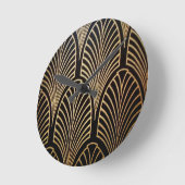 Kunst nouveau, art deco, ventilatorpatroon, brons, ronde klok (Hoek)