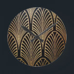 Kunst nouveau, art deco, ventilatorpatroon, brons, ronde klok<br><div class="desc">Art nouveau,  art deco,  ventilatorpatroon,  brons,  goud,  zwart,  chic,  elegant,  ,  belle époque</div>